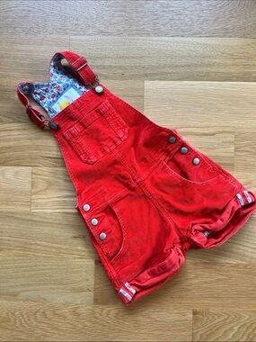 Mini Boden Bright Red Corduroy Short Overalls